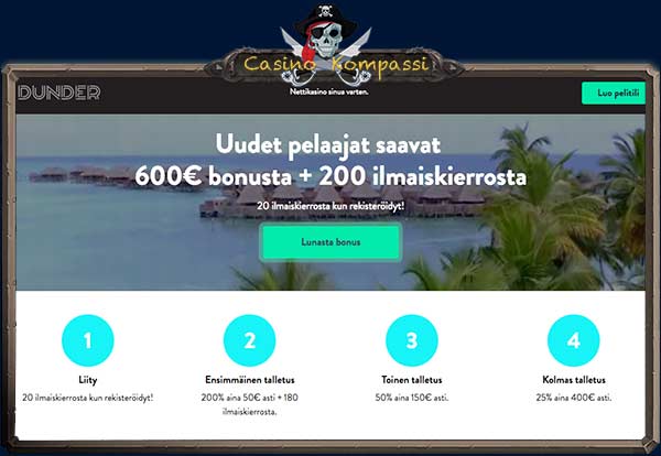 Dunder casino bonukset ja ilmaiskierrokset